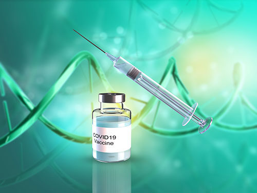 تصویری از یک آمپول در کنار واکسن ویروس کرونا